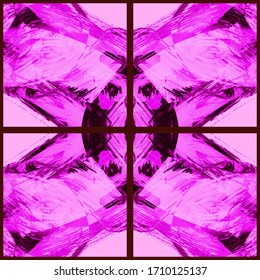 Abstract geometric seamless pattern. Grunge vector abstract hand - painted ornament. Kaleidoscope brush stroke element.