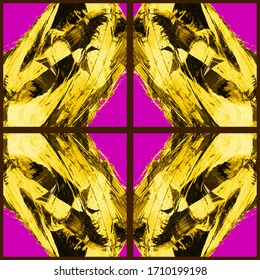 Abstract geometric seamless pattern. Grunge vector abstract hand - painted ornament. Kaleidoscope brush stroke element.