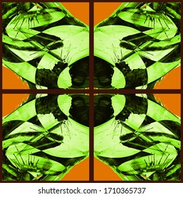  Patrón abstracto geométrico transparente. Grunge vectorial mano abstracta - adorno pintado. Elemento de trazo de pincel Kaleidoscope.