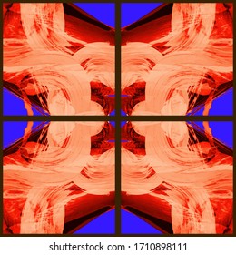 Abstraktes geometrisches nahtloses Muster. Abstrakte, handgemalte Grunge Vektorillustration. Kaleidoskop-Pinselstrich-Element.