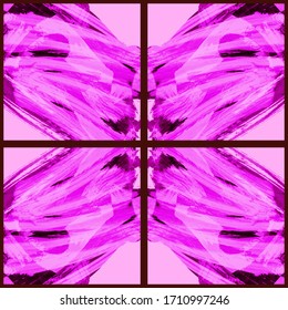 Abstract geometric seamless pattern. Grunge vector abstract hand - painted ornament. Kaleidoscope brush stroke element.