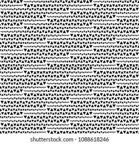 Abstract geometric seamless pattern with halftone triangles in a row. Striped triangular background. Vector illustration.