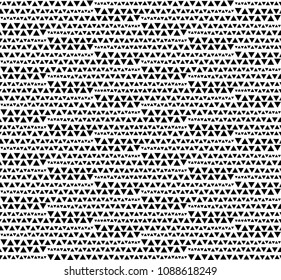 Abstract geometric seamless pattern with halftone triangles in a row. Striped triangular background. Vector illustration.