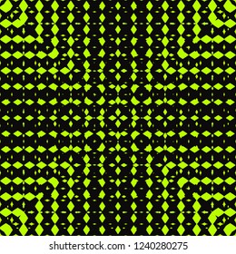 Abstract geometric seamless pattern with halftone square tiles. Vector minimalist background with gradient transition effect. Texture in bright acid colors, green and black. Trendy repeatable design