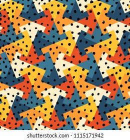 Abstract geometric seamless pattern with hand drawn dots - Colorful modern abstract design for wrapping paper, cover, fabric, interior decor, fashion and other use