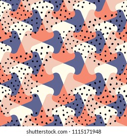 Abstract geometric seamless pattern with hand drawn dots - Colorful modern abstract design for wrapping paper, cover, fabric, interior decor, fashion and other use