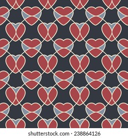 Abstract geometric seamless pattern with hearts. Vector illustration