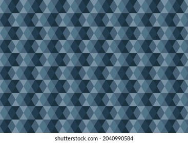 Abstract geometric seamless pattern. Hexagon and trapezoid  shape in blue tone color, monochrome design. For shirt, menswear, bag, coat, jacket or other modern textile print.