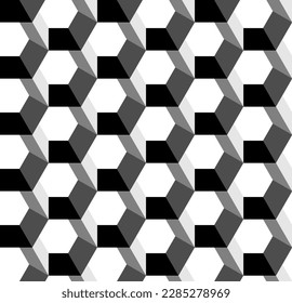 Abstract geometric seamless pattern hexagons. Vector background. Black and white texture. Poster for web banner, business presentation, branding package, fabric print, textile