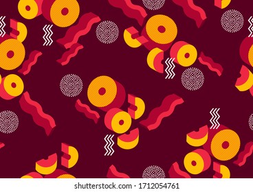 Abstract geometric seamless pattern hipster fashion, Bright fresh color, vector illustration.