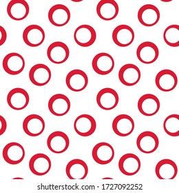 Resumen del patrón geométrico sin costuras con círculos huecos. Sencillo fondo abstracto rojo. Diseño para impresión, tela, textil, mobiliario, embalaje