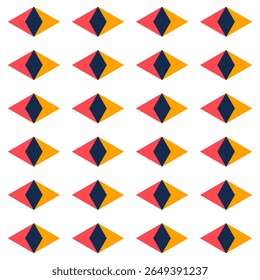 Abstract geometric seamless pattern of interlocking diamond shapes in a modern color palette, ideal for backgrounds, textiles, packaging or creative design projects.