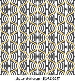 Abstract geometric seamless  pattern,   lattice, wavy lines. For wallpapers and fabrics. Vector illustration.