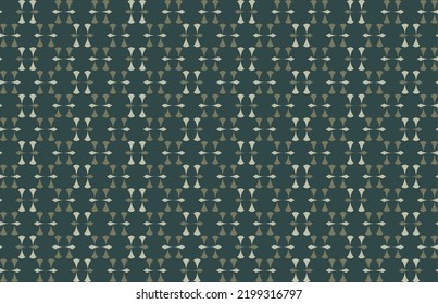 Abstract geometric seamless pattern. Light green elements on dark blue green background. Monochrome masculine pattern design. Vector illustration. Idea for male shirt, fabric, curtain,cushion,