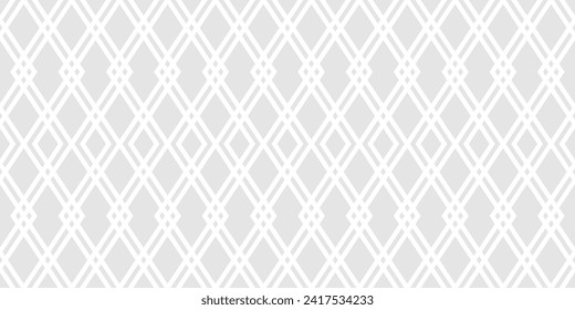 Abstract geometric seamless pattern. Light gray subtle vector background. Simple ornament with rhombuses, diamond shapes, mesh, grid. Elegant minimalist graphic texture. Repeat design for decor, print