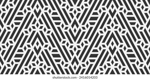 Abstract geometric seamless pattern lines. Modern texture white lines on a gray background. Lattice graphic design. Vector.