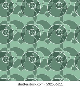Abstract geometric seamless pattern made of rings, green vector circle background.