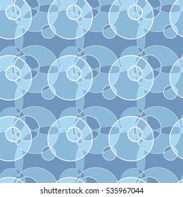 Abstract geometric seamless pattern made of rings, blue vector circle background.