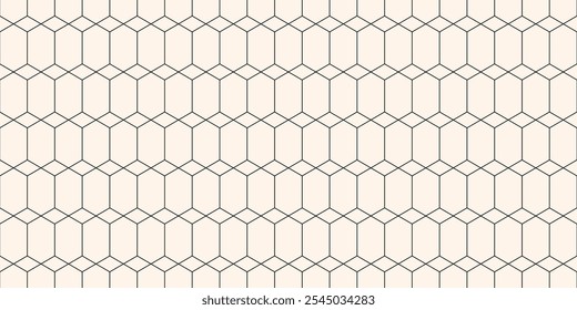 Abstract geometric seamless pattern in minimalist style. Subtle vector background. Simple minimal ornament. Modern black and white texture with hexagon grid, diamonds, lattice, tiles. Repeated design