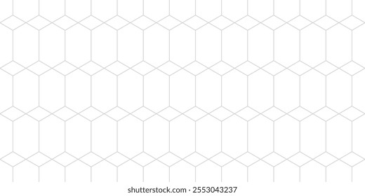 Abstract geometric seamless pattern in minimalist style. Subtle vector background. Simple minimal ornament. Luxury white and grey texture with hexagon grid, diamonds, lattice, tiles. Repeated design