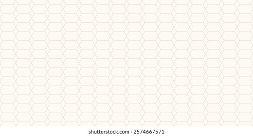 Abstract geometric seamless pattern in minimalist style. Simple minimal vector background. Subtle white and beige modern texture with hexagon grid, diamonds, lattice. Repeating delicate geo design