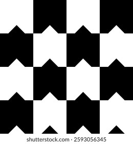 Abstract geometric seamless pattern. Minimalist geometrical ornament, puzzle design. Vector black and white illustration.