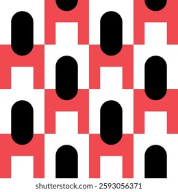 Abstract geometric seamless pattern. Minimalist geometrical ornament, puzzle design. Vector illustration.