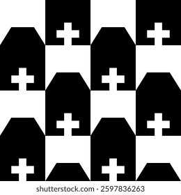 Abstract geometric seamless pattern. Minimalist geometrical ornament, puzzle design. Vector black and white illustration.