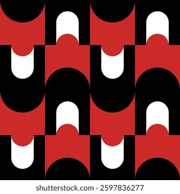 Abstract geometric seamless pattern. Minimalist geometrical ornament, puzzle design. Vector illustration.