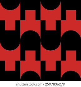 Abstract geometric seamless pattern. Minimalist geometrical ornament, puzzle design. Vector illustration.