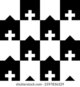 Abstract geometric seamless pattern. Minimalist geometrical ornament, puzzle design. Vector black and white illustration.