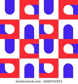 Abstract geometric seamless pattern. Minimalist geometrical ornament, puzzle design. Vector illustration.