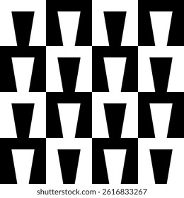 Abstract geometric seamless pattern. Minimalist geometrical ornament, puzzle design. Vector black and white illustration.