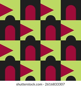 Abstract geometric seamless pattern. Minimalist geometrical ornament, puzzle design. Vector illustration.