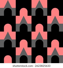 Abstract geometric seamless pattern. Minimalist geometrical ornament, puzzle design. Vector illustration.