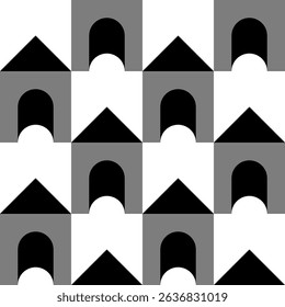 Abstract geometric seamless pattern. Minimalist geometrical ornament, puzzle design. Vector illustration.