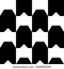 Abstract geometric seamless pattern. Minimalist geometrical ornament, puzzle design. Vector black and white illustration.