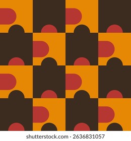 Abstract geometric seamless pattern. Minimalist geometrical ornament, puzzle design. Vector illustration.