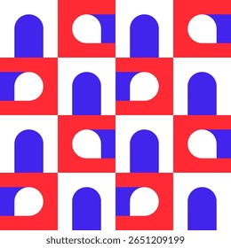 Abstract geometric seamless pattern. Minimalist geometrical ornament, puzzle design. Vector illustration.