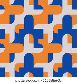 Abstract geometric seamless pattern. Minimalist geometrical ornament, puzzle design. Vector illustration.
