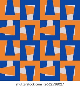 Abstract geometric seamless pattern. Minimalist geometrical ornament, puzzle design. Vector illustration.