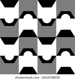Abstract geometric seamless pattern. Minimalist geometrical ornament, puzzle design. Vector illustration.