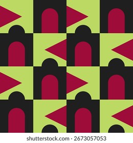 Abstract geometric seamless pattern. Minimalist geometrical ornament, puzzle design. Vector illustration.