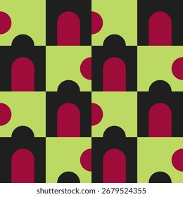 Abstract geometric seamless pattern. Minimalist geometrical ornament, puzzle design. Vector illustration.