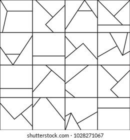 Abstract geometric seamless pattern. Modern black & white background design. Template for prints, wallpaper, wrapping paper, fabrics, covers, flyers, banners, posters and placards. Vector illustration