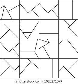 Abstract geometric seamless pattern. Modern black & white background design. Template for prints, wallpaper, wrapping paper, fabrics, covers, flyers, banners, posters and placards. Vector illustration