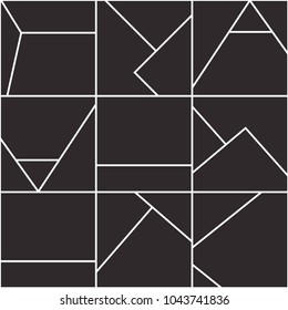 Abstract geometric seamless pattern. Modern black & white background design. Template for prints, wallpaper, wrapping paper, fabrics, covers, flyers, banners, posters and placards. Vector illustration