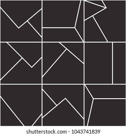 Abstract geometric seamless pattern. Modern black & white background design. Template for prints, wallpaper, wrapping paper, fabrics, covers, flyers, banners, posters and placards. Vector illustration