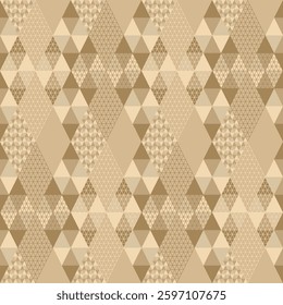 Abstract Geometric Seamless pattern, Modern Triangle Tessellation on a light brown background.