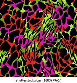 Abstract geometric seamless pattern. Abstract mosaic cut shapes with ragged edges. Stylized animal giraffe skin fur print texture. Fashion design for textile, fabric, backdrop or any surface.